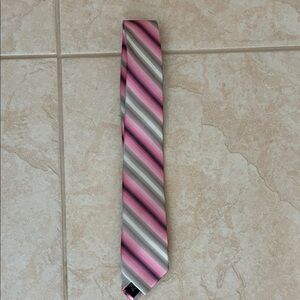Pierre Cardin Pink and Gray Diagonal Striped Tie